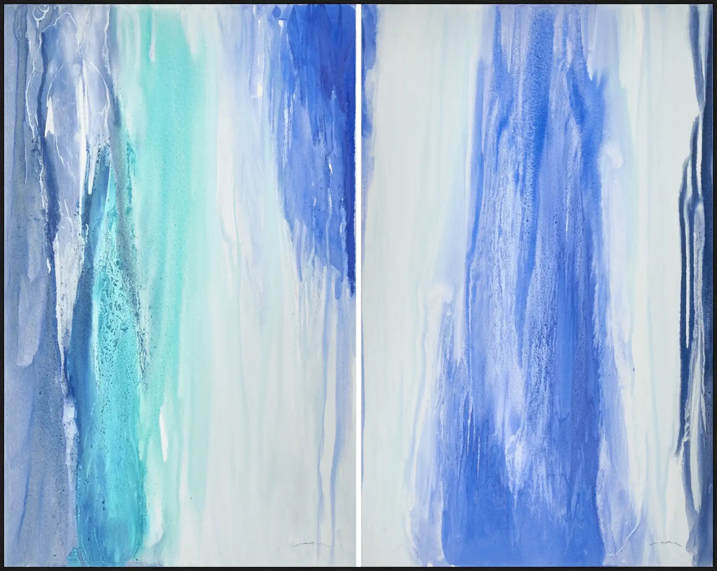 Wariant ramy | david-siver-cascada-blau-diptych | typ-oprawy-rama-l-standardowa-biala-czarna-szara-zlota-mokka-lub-betonowa | rama-czarna-open-grain | prostokątne narożniki v12 webp
