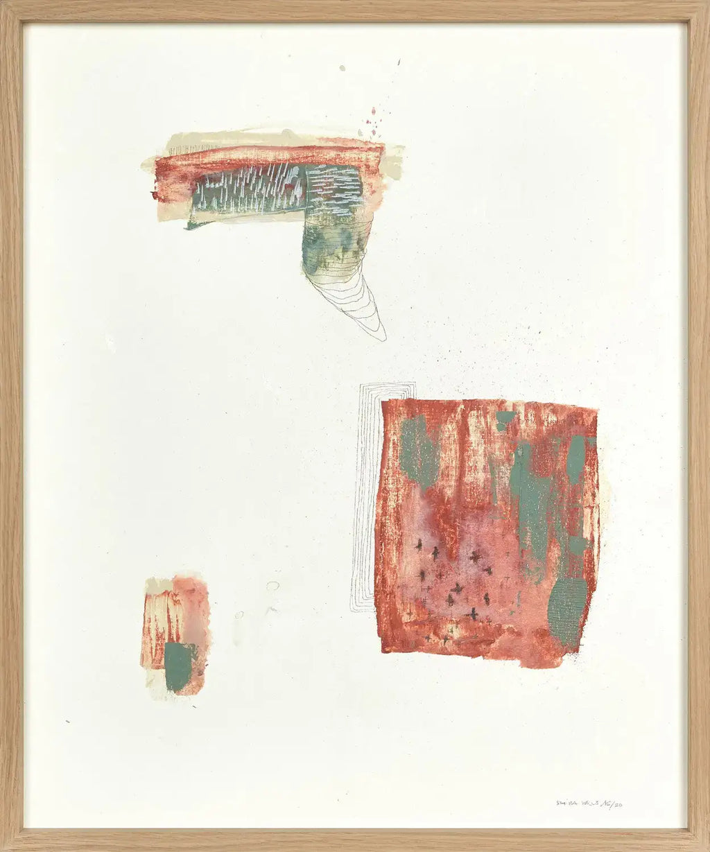 "Elementa 304" by Shira Valls, original hand-painted artwork in white, beige and terracotta tones, full artwork view