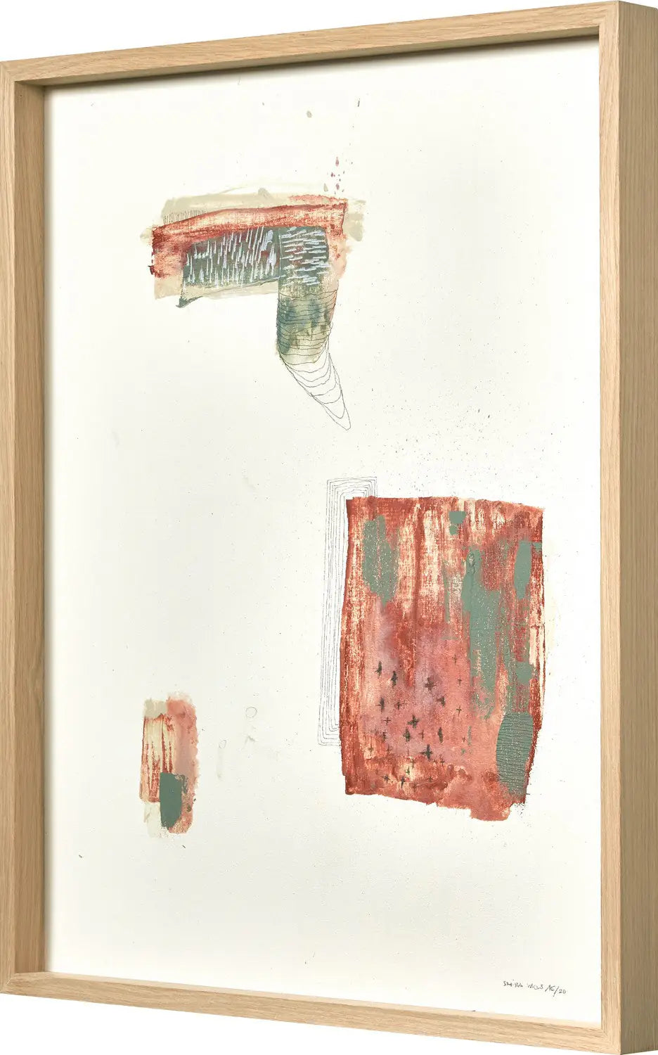 "Elementa 304" by Shira Valls, original hand-painted artwork in white, beige and terracotta tones, alternate artwork view
