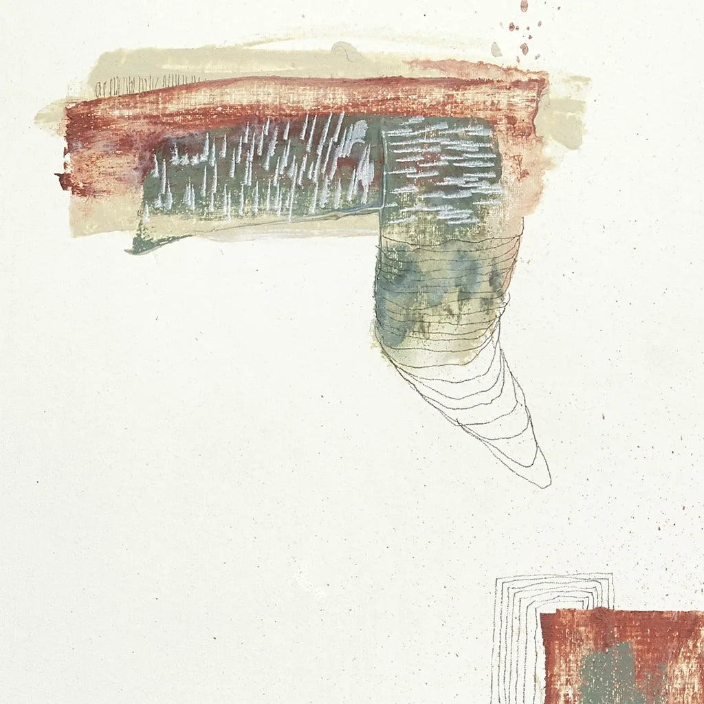 "Elementa 304" by Shira Valls, original hand-painted artwork in white, beige and terracotta tones, alternate artwork view
