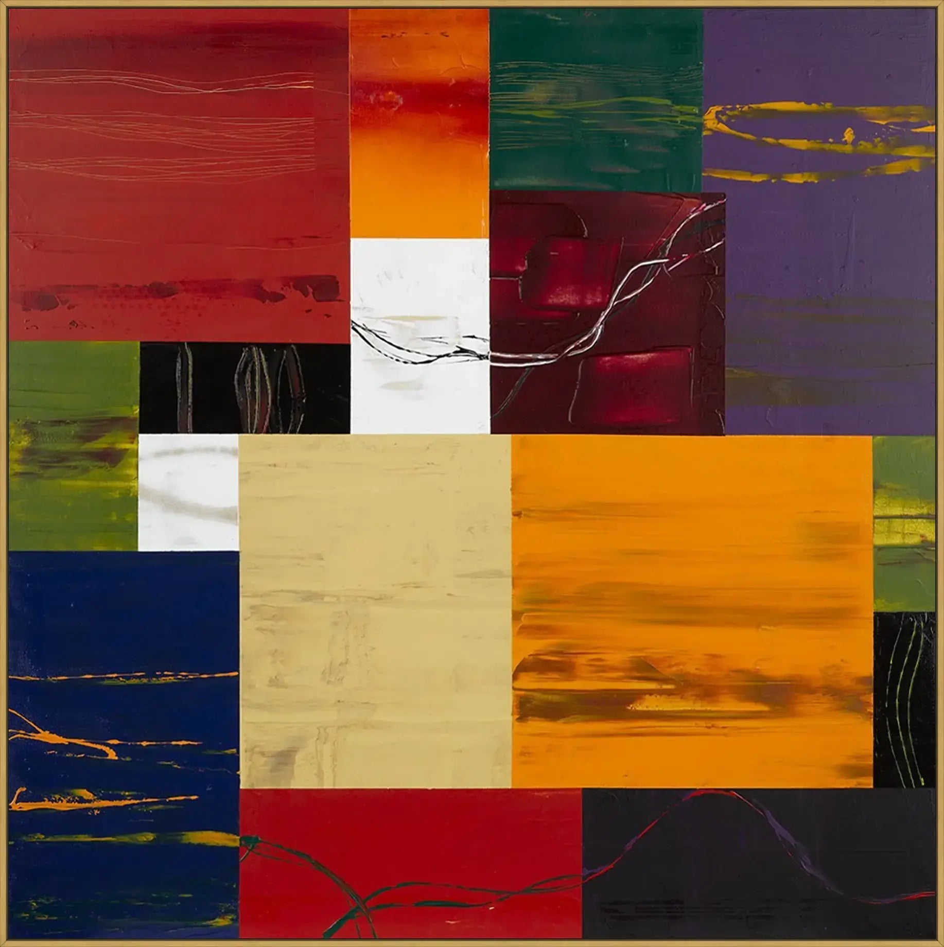 Wariant ramy | vicente-soriano-abstracto-colores | typ-oprawy-rama-l-standardowa-biala-czarna-szara-zlota-mokka-lub-betonowa | rama-zlota | prostokątne narożniki v12 webp