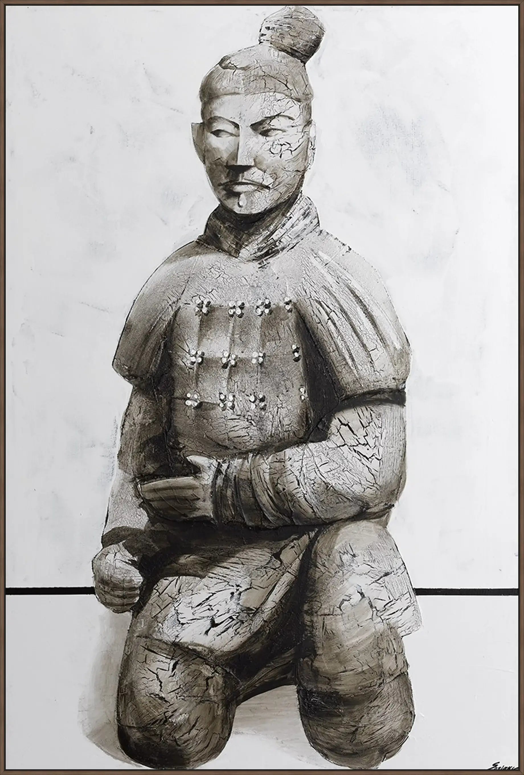 Wariant ramy | vicente-soriano-samurai | typ-oprawy-rama-l-drewniana | rama-orzech-amerykanski | prostokątne narożniki v14 webp